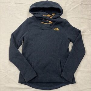 The‎ North Face Navy Women's XS Crescent Hoodie Pullover Fleece Toggle Fasteners